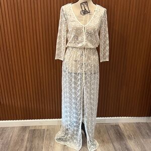 Sheer White Floral Maxi Dress